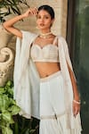 Shop_Bohame_White Georgette Embroidered Zari Sweetheart Neck Karvi Cape Sharara Set _Online_at_Aza_Fashions