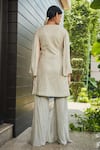 Shop_Bohame_Grey Georgette Embroidered Mirror V Neck Cahaya Tunic And Pant Set _at_Aza_Fashions