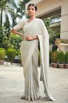 Buy_Bohame_Grey Georgette Embroidered Chikankari Round Amona Border Saree With Blouse _at_Aza_Fashions