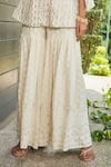 Buy_Bohame_Off White Georgette Embroidered Chikankari V Neck Miah Tunic And Sharara Set _Online_at_Aza_Fashions