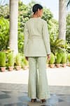 Shop_Bohame_Green Georgette Embroidered Chikankari V Neck Rania Tunic And Flared Pant Set _at_Aza_Fashions