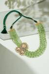 Shop_Joules by Radhika_Green Agate And Freshwater Pearl Embellished Layered Necklace_at_Aza_Fashions
