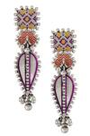 Shop_Tribe Amrapali_Multi Color Enamel Anjuli Ghungroo Dangler Earrings _at_Aza_Fashions