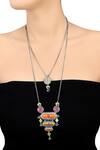 Buy_Tribe Amrapali_Multi Color Enamel Nirali Ghungroo Layered Pendant Necklace _at_Aza_Fashions