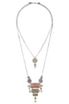 Shop_Tribe Amrapali_Multi Color Enamel Nirali Ghungroo Layered Pendant Necklace _at_Aza_Fashions