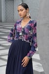 Buy_Chhavvi Aggarwal_Blue Cotton Print Floral V Neck Bodice Anarkali With Pant_Online_at_Aza_Fashions