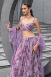 Buy_Chhavvi Aggarwal_Purple Georgette Printed And Embroidered Botanical Sweetheart Flared Lehenga Set_Online_at_Aza_Fashions
