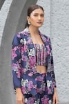 Buy_Chhavvi Aggarwal_Blue Crepe Printed And Embroidered Botanical Jacket Notched Lapel Pant Set_Online_at_Aza_Fashions