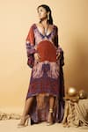 Buy_LABEL SHRISTI CHETANI_Red Crepe Hand Embroidered Abstract Round Pattern Dress _at_Aza_Fashions