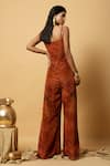 Shop_LABEL SHRISTI CHETANI_Orange Crepe Abstract Sweetheart Neck Pattern Jumpsuit _at_Aza_Fashions