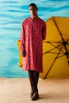 Buy_Raasa_Pink Crepe Printed Daisy Joyful Kurta  _at_Aza_Fashions