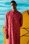 Shop_Raasa_Pink Crepe Printed Daisy Joyful Kurta  _at_Aza_Fashions