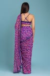 Shop_Raasa_Purple Georgette Printed Floral V Pre-draped Saree With Cross-back Blouse _at_Aza_Fashions