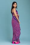 Buy_Raasa_Purple Georgette Printed Floral V Pre-draped Saree With Cross-back Blouse _Online_at_Aza_Fashions