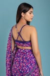 Raasa_Purple Georgette Printed Floral V Pre-draped Saree With Cross-back Blouse _at_Aza_Fashions