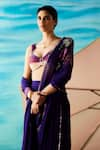 Raasa_Purple Georgette Embroidered Sequin Pre-draped Saree With Blouse  _Online_at_Aza_Fashions