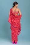 Shop_Raasa_Pink Georgette Printed Floral Joyful Daisy Pre-draped Saree With Blouse _at_Aza_Fashions