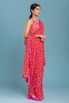 Buy_Raasa_Pink Georgette Printed Floral Joyful Daisy Pre-draped Saree With Blouse _Online_at_Aza_Fashions