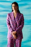 Raasa_Purple Crepe Printed Floral Shawl Collar Chiquitita Jacket And Pant Set _Online_at_Aza_Fashions