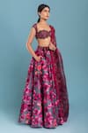 Buy_Raasa_Grey Silk Printed Floral Sweetheart Dancing Dynamo Lehenga Set _Online_at_Aza_Fashions