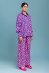 Shop_Raasa_Purple Organza Printed Floral Shirt Collar Chiquitita And Pant Set _Online_at_Aza_Fashions