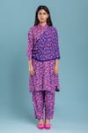 Buy_Raasa_Purple Crepe Printed Floral Mandarin Chiquitita Kurta Pant Set  _at_Aza_Fashions