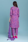 Shop_Raasa_Purple Crepe Printed Floral Mandarin Chiquitita Kurta Pant Set  _at_Aza_Fashions