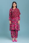 Buy_Raasa_Grey Net Printed Floral Shirt Dancing Dynamo Kurta Pant Set  _at_Aza_Fashions