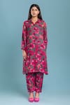 Raasa_Grey Net Printed Floral Shirt Dancing Dynamo Kurta Pant Set  _Online_at_Aza_Fashions