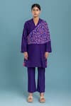 Buy_Raasa_Purple Crepe Lapel Collar Blazer Kurta Pant Set  _at_Aza_Fashions