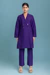 Raasa_Purple Crepe Lapel Collar Blazer Kurta Pant Set  _Online_at_Aza_Fashions