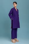 Buy_Raasa_Purple Crepe Lapel Collar Blazer Kurta Pant Set  _Online_at_Aza_Fashions