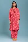 Raasa_Pink Crepe Printed Floral Shirt Joyful Daisy Kurta And Pant Set  _Online_at_Aza_Fashions