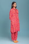 Buy_Raasa_Pink Crepe Printed Floral Shirt Joyful Daisy Kurta And Pant Set  _Online_at_Aza_Fashions