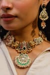 Buy_Zevar King_Multi Color Carved Work Kundan Necklace Set _at_Aza_Fashions