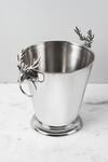 Shop_Elm & Oak_Silver Steel And Brass Carved Reindeer Ice Bucket_at_Aza_Fashions
