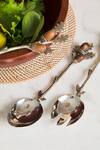 Buy_Elm & Oak_Brown Wood And Brass Carved Chestnut Oak Salad Servers Set Of 2_at_Aza_Fashions