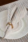 Buy_Elm & Oak_Cream Linen Brooks Striped Pattern Napkins - Set Of 4_at_Aza_Fashions