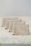 Shop_Elm & Oak_Cream Linen Brooks Striped Pattern Napkins - Set Of 4_at_Aza_Fashions