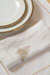 Buy_Elm & Oak_White Cotton Embroidery Honeybee Border Dinner Napkins - Set Of 4_at_Aza_Fashions