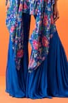 Shop_Seema Thukral_Blue Kaftan Printed Crepe Floral U Neck With Gharara _Online_at_Aza_Fashions