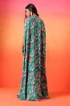 Seema Thukral_Green Crepe Print Floral V Neck Flower Kaftan _Online_at_Aza_Fashions