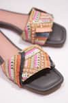 Buy_Soleart_Multi Color Embroidery Boho Mystery Glass Tube Sliders _Online_at_Aza_Fashions