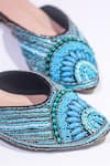 Buy_Soleart_Blue Embroidery Bead Hand Mules _Online_at_Aza_Fashions