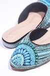 Shop_Soleart_Blue Embroidery Bead Hand Mules _Online_at_Aza_Fashions