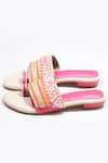 Soleart_Pink Embroidery Oceanic Faery Sequin Sliders _Online_at_Aza_Fashions