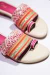 Buy_Soleart_Pink Embroidery Oceanic Faery Sequin Sliders _Online_at_Aza_Fashions