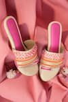 Buy_Soleart_Pink Embroidery Oceanic Faery Sequin Sliders _at_Aza_Fashions