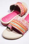 Shop_Soleart_Pink Embroidery Oceanic Faery Sequin Sliders _Online_at_Aza_Fashions