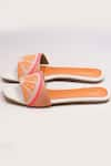 Soleart_Orange Embroidery Bead Square Toe Sliders _Online_at_Aza_Fashions